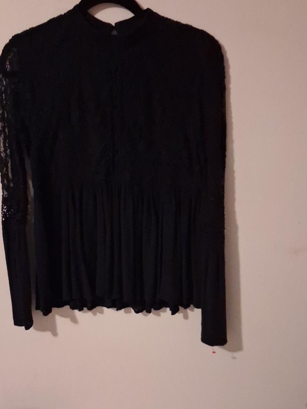 American Eagle Outfitters Black Lace Peplum-Style Blouse